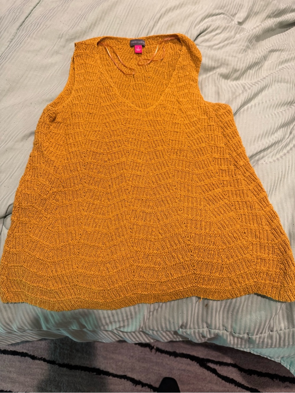 Vince Camuto Women's Mustard Knit Sweater, Small.